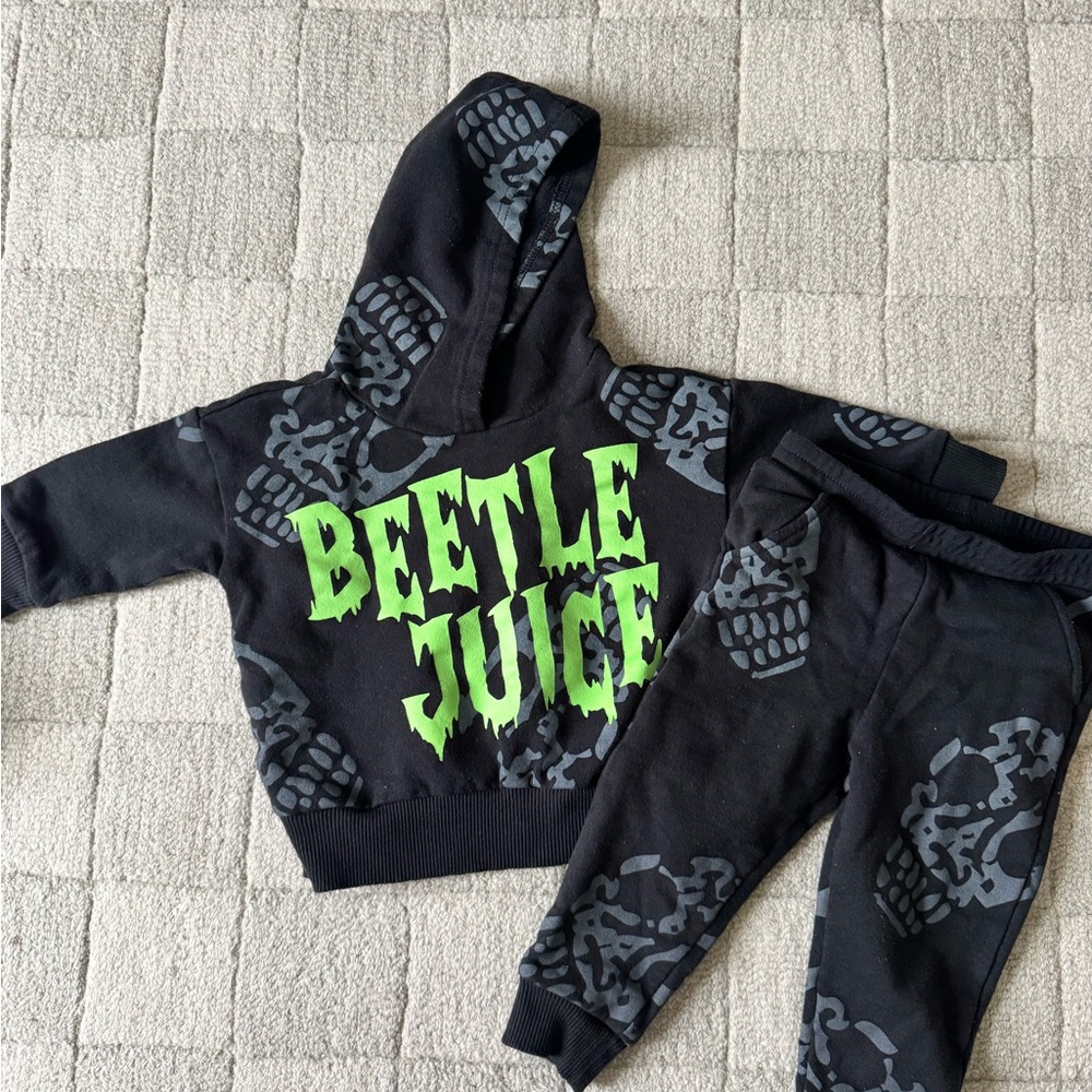 Disney Beetlejuice Black & Neon Green Hoodie and Joggers Set
